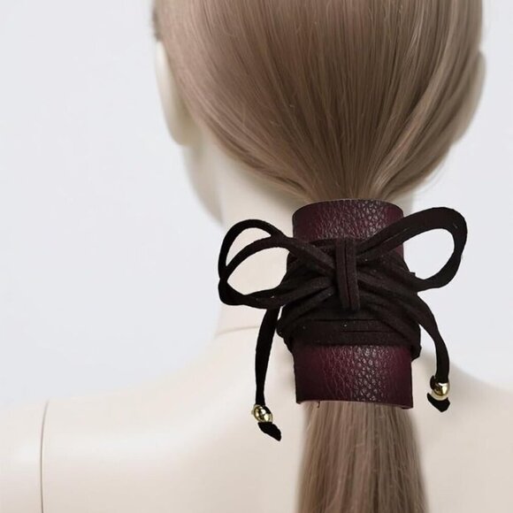 Leather Hair Ties for Women Ponytail Braid Holder Wraps Hair Accessories Stylish main image 4